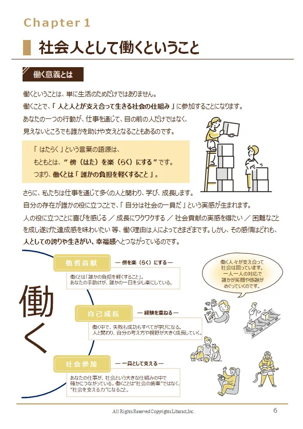 冊子の中面の例「社会人として働くということ」